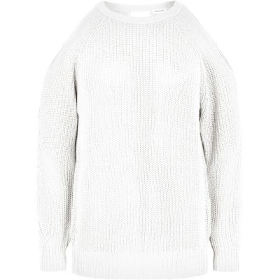 White knitted open back jumper